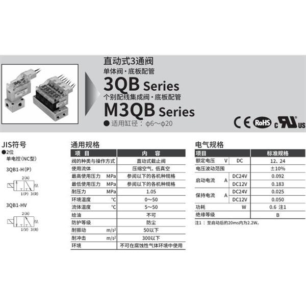 CKD喜開(kāi)理直動(dòng)式3通電磁閥3QB110-M5-C21H-3
