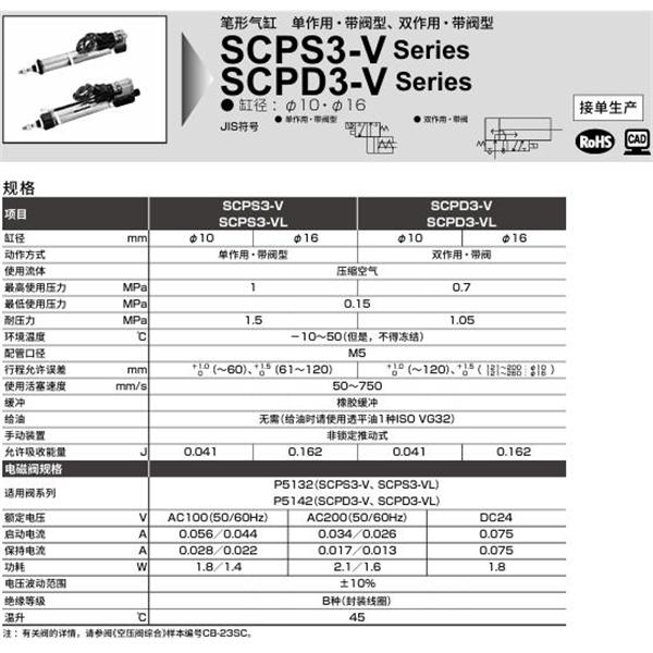CKD喜開(kāi)理筆形氣缸SCPS3-V-CB-16-200-3-B2